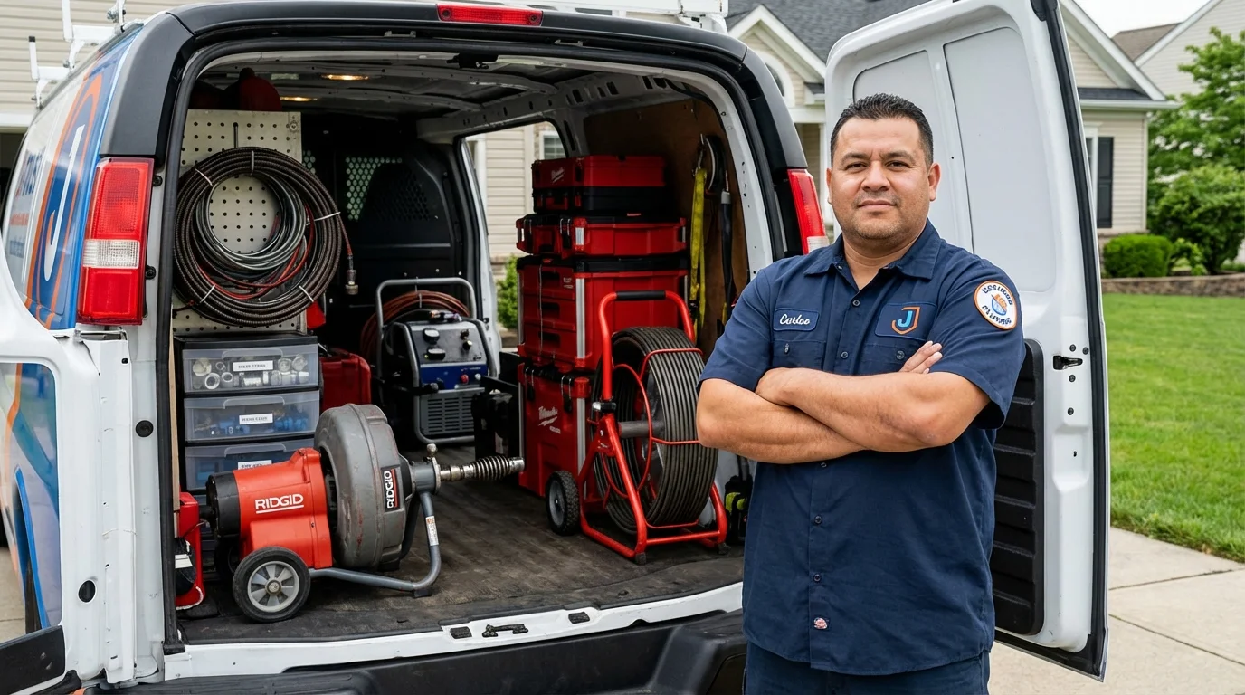 Professional drain cleaning equipment and Johns Plumbing LLC plumber in Palatine